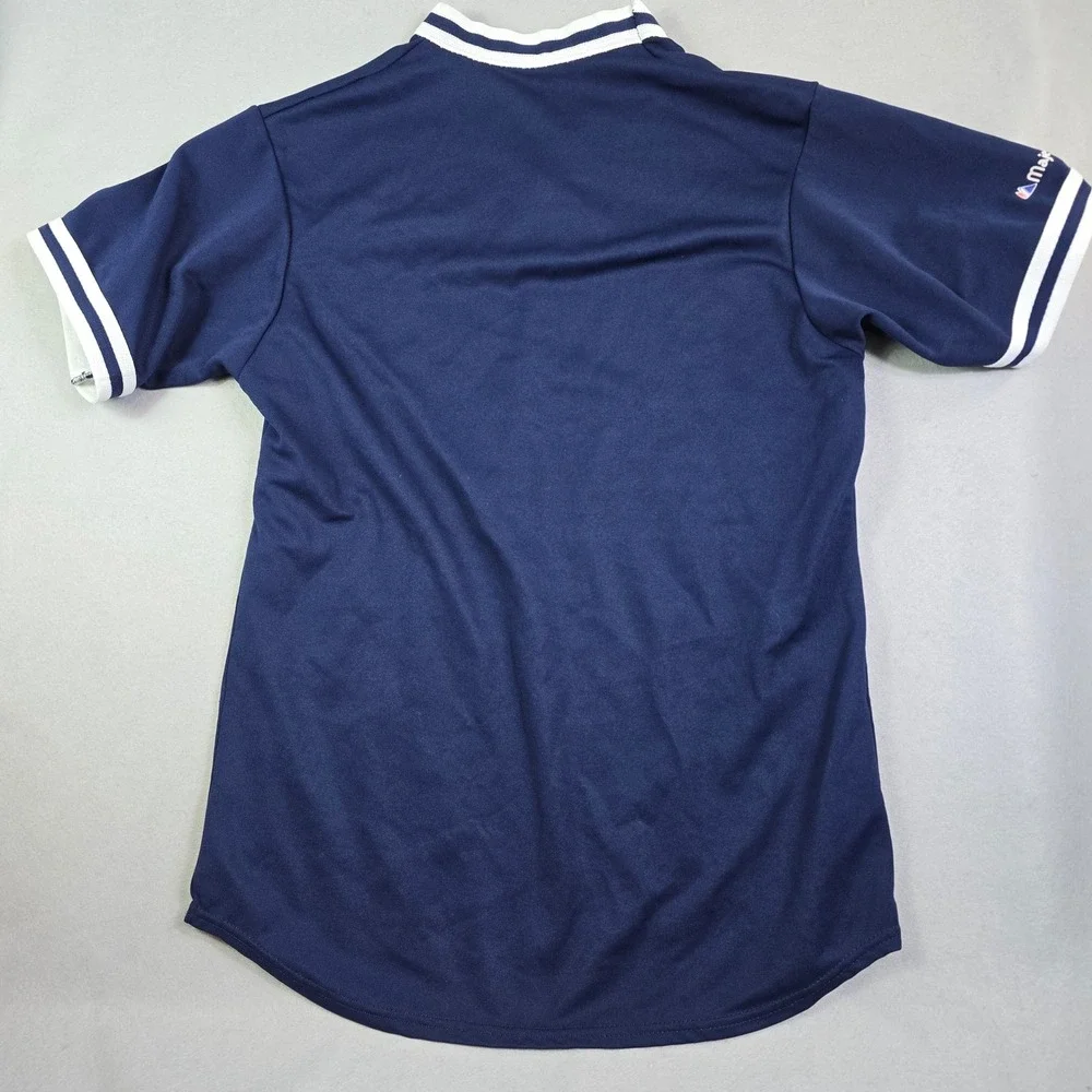 Vintage Majestic Detroit Tigers Jersey Mens Large (Medium) Blue V-Neck Baseball - Picture 10 of 10